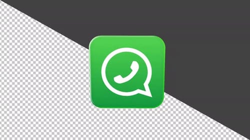 3D WhatsApp Logo Icon Smooth Spin and Reveal