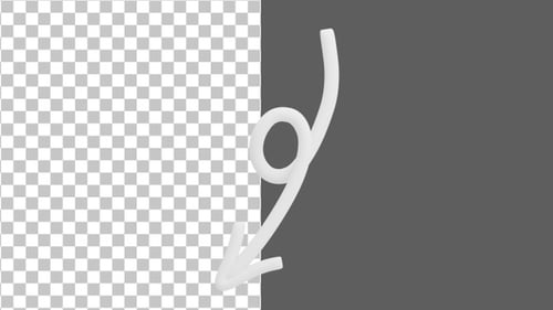 3D Scribble Curved Arrow | Alpha Channel