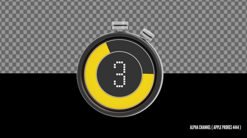 Modern Digital Countdown Timer Animation with Yellow Progress Bar
