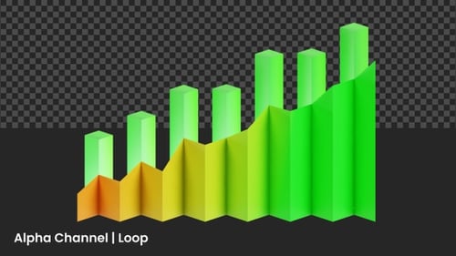 3D Green Increasing Statistic Chart Animation | Alpha Loop
