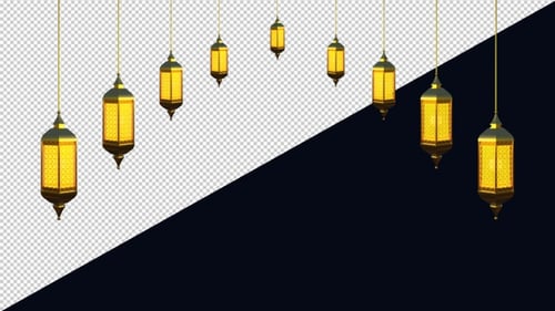 Golden Islamic Lanterns Hanging Decoration for Festive Celebrations