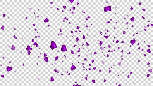 Falling Purple Hearts and Confetti Animation Overlay