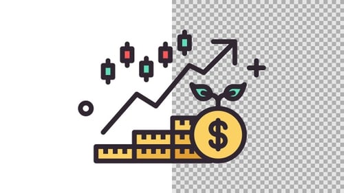 Animated Flat Design Icon for Financial Growth