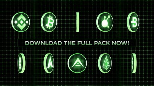 Animated 3D Futuristic Crypto Icons Pack
