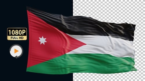 Waving Flag of Jordan Realistic Animation