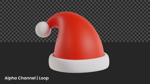 3D Christmas Hat Animation | Alpha Loop