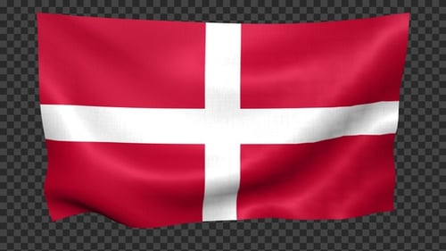 Realistic Denmark Flag Waving Animation