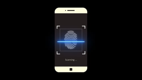 Animated Fingerprint Scan on Mobile Phone for Biometric Security