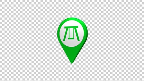 Animated Green Map Pin with Playground Swing Icon