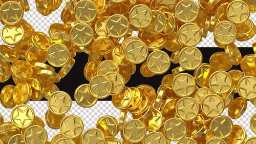 3D Gold Stars Transitions On Alpha Channel