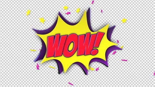 WOW Comic-Textanimation, auf Alpha-Kanal, Loop