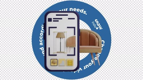 3D Animation Augmented Reality (AR) Interior - Transparent Background Loop