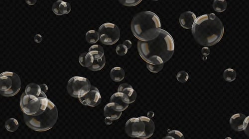 Realistic Transparent Bubbles Floating Upwards Overlay