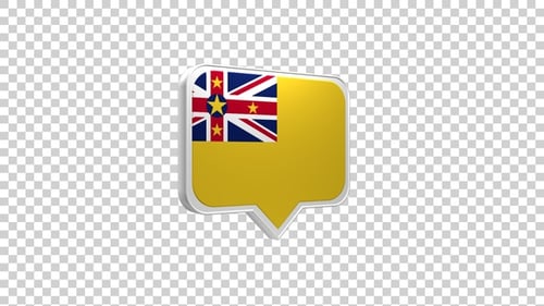 Animated 3D Niue Flag Speech Bubble Icon