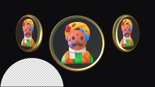 3D Animated Holi Festival Icon Rotating