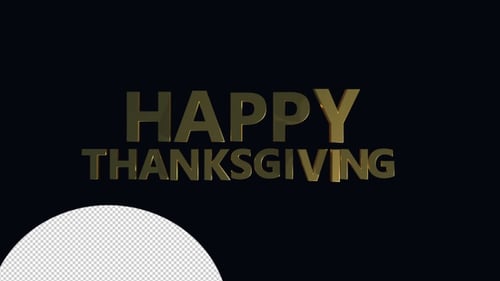 Thanksgiving 3D Gold Text Elegant Reveal Animation