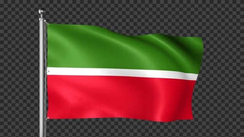 Realistic Waving Flag Animation with Green, Red, and White Stripes
