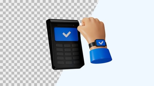 Smartwatch Contactless Payment Animation with POS Terminal