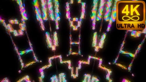 Meditación 3D en POV con rotación de 360 grados, colorido mandala, fondo negro, abstracto, bucle Vj 4k