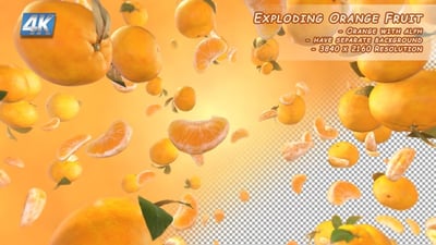 Exploding Orange Fruit with Alph 4K, Elements Motion Graphics ft. alpha ...