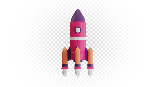 3D Cartoon Rocket Spaceship Isolated on White Background for Startup Launch and Business Growth Conc