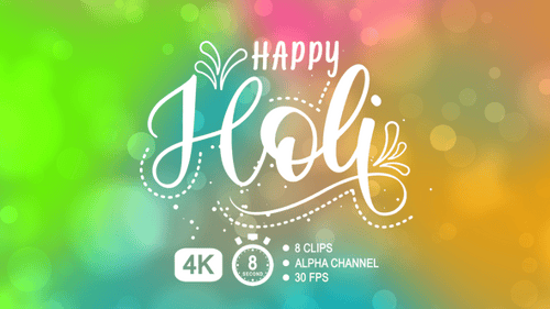 Happy Holi Animated Text with Decorative Flourishes