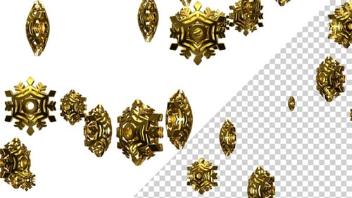 Christmas 3D Golden Snowflake Falling Alpha V15