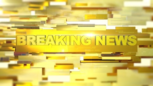 Golden Breaking News Title Reveal with Geometric Animation