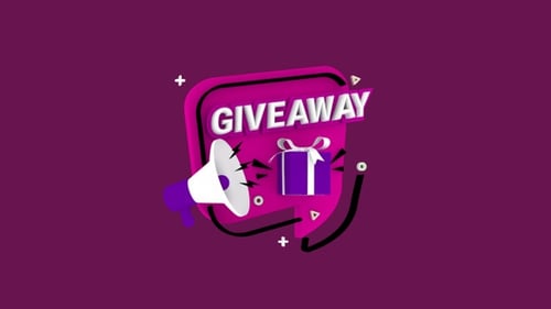 Animated 3D Giveaway Label with Megaphone and Gift
