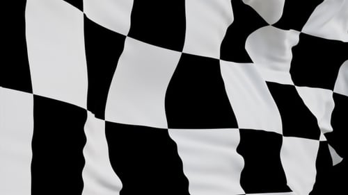 The Checkered with alpha channel waving in the wind in slow motion