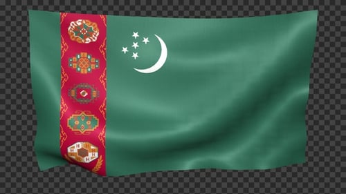 Waving Turkmenistan Flag Loop Animation