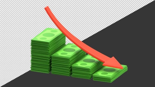 3D Cash Flow Increasing Trend | Alpha Channel