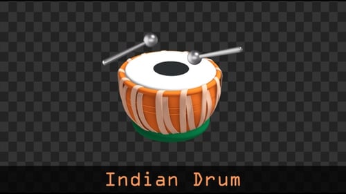 Animated Indian Tabla Drum and Sticks