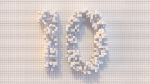 3D-Countdown-Animation. zehn vor Null