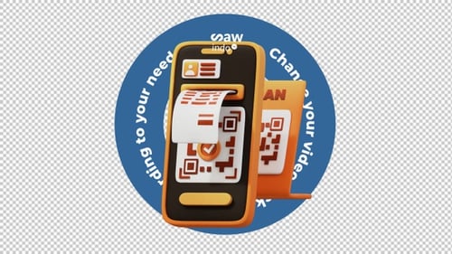 3D Animation Payment Scan Barcode - Transparent Background Loop