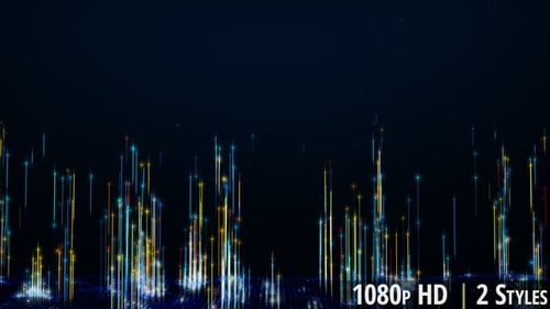 Digital binary database with highlight threads lines extending upwards showing traffic data