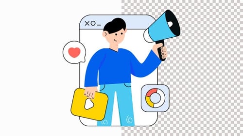 Flat Design Digital Marketing Character Animation