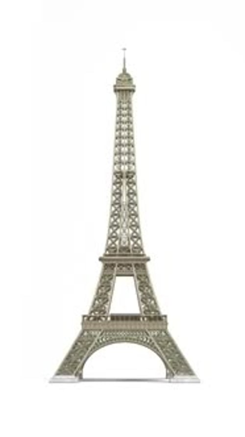 Eiffel tower symbol of France and Paris isolated on white. spinning loop 3d video animation
