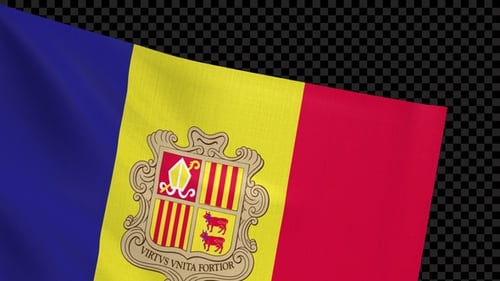 Waving Andorra Flag Animation with Alpha Channel