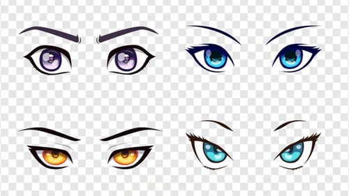 Anime Style Animated Eyes with Various Expressions Set