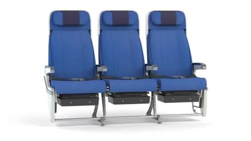Spinning airplane aircraft seats isolated on white background. Seat selection and adding