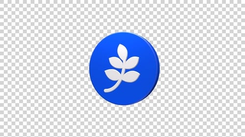 Animated 3D Blue Circle Leaf Icon Spinning