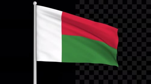 Realistic Waving Madagascar Flag with Alpha Channel