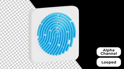 3D Animated Fingerprint | Alpha Channel