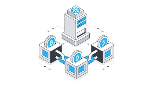 Block chain Network Isometric Animation Alpha Channel
