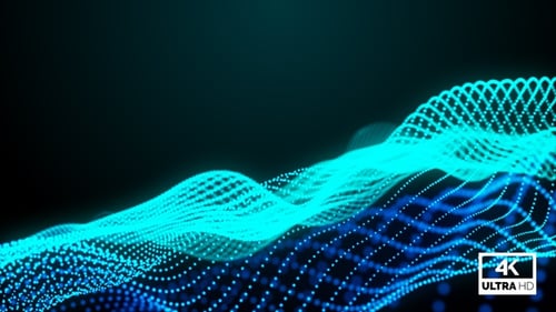 Animação de onda de partículas azuis em loop V5