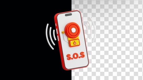 Animated 3D Emergency Alarm and SOS on Smartphone