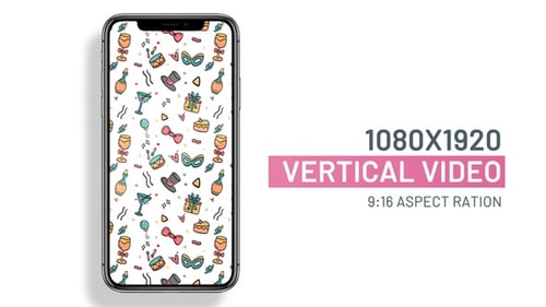 Party celebration seamless looping pattern vertical animation for social media posts