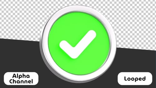 3D Correct Check Mark Icon Animation | Alpha Channel