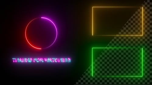 Écran final Youtube Neon Frame vert et doré V11